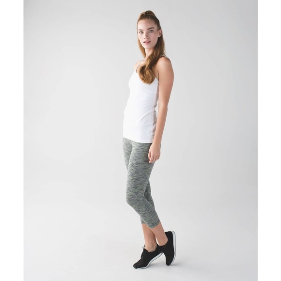 Lululemon Wunder Under Crop Leggings 4 Green Space Dye Mid Rise Knit - Picture 13 of 13